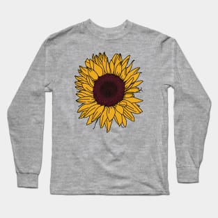 Sun Flower Line Drawing Long Sleeve T-Shirt